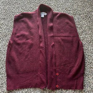 Vintage Lambswool Angora JH Collectibles Cardigan Womens Medium Burgundy Vest